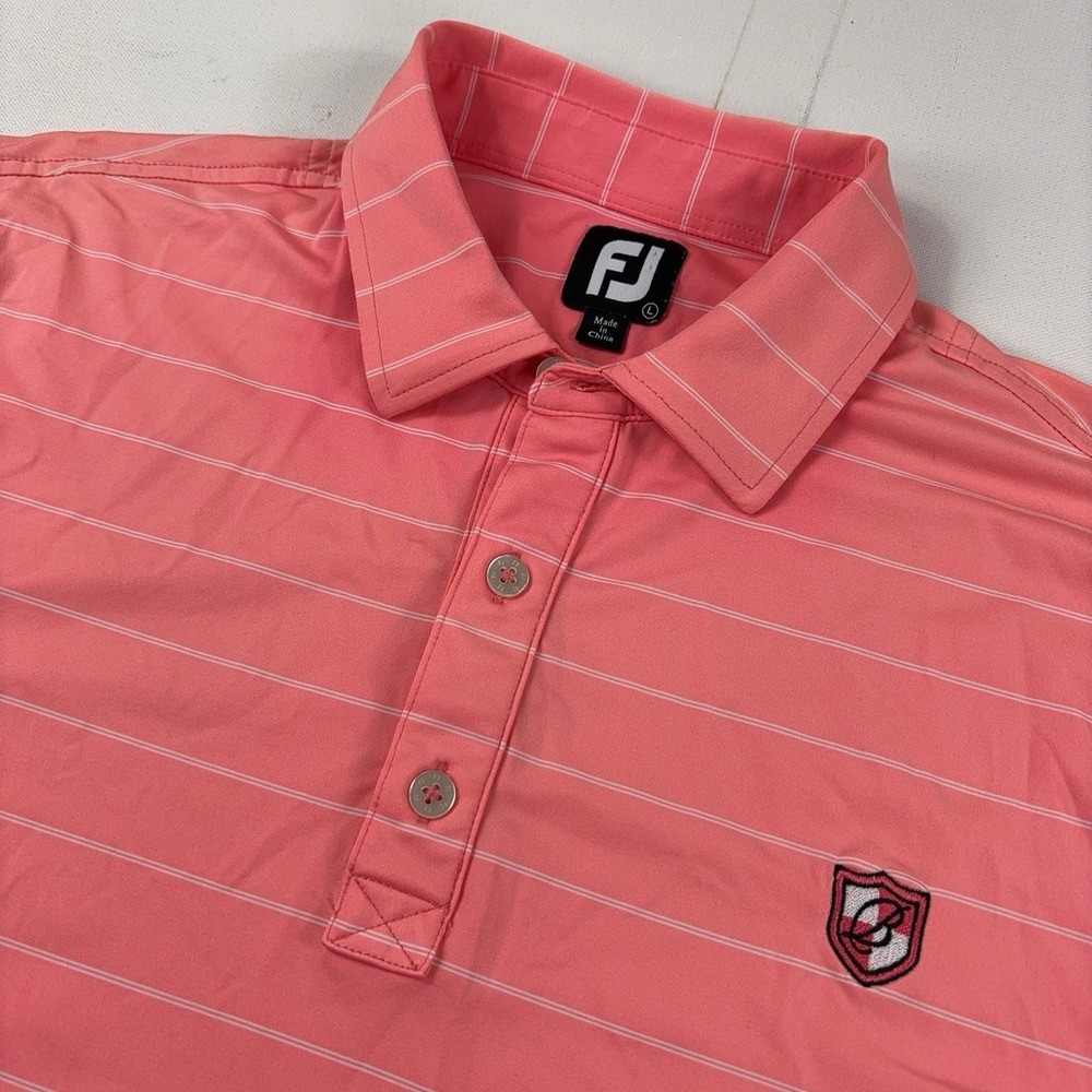 Bellagio Golf Club FootJoy Golf Polo Mens Large Pink Striped Short Sleeve